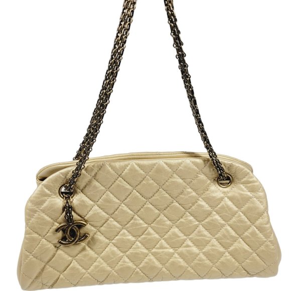 Chanel Gold Leather Just Mademoiselle Bowling Bag - Picture 7 of 11